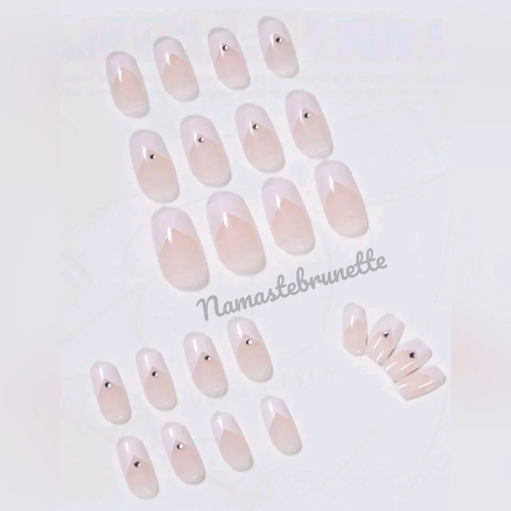 2/$16 Rhinestone French Manicure Press On Nails - Picture 10 of 12